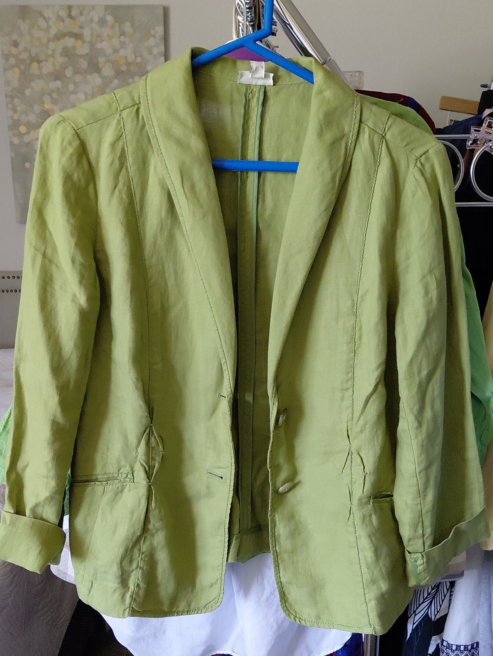 J. Jill Light Green Women's Linen Blazer